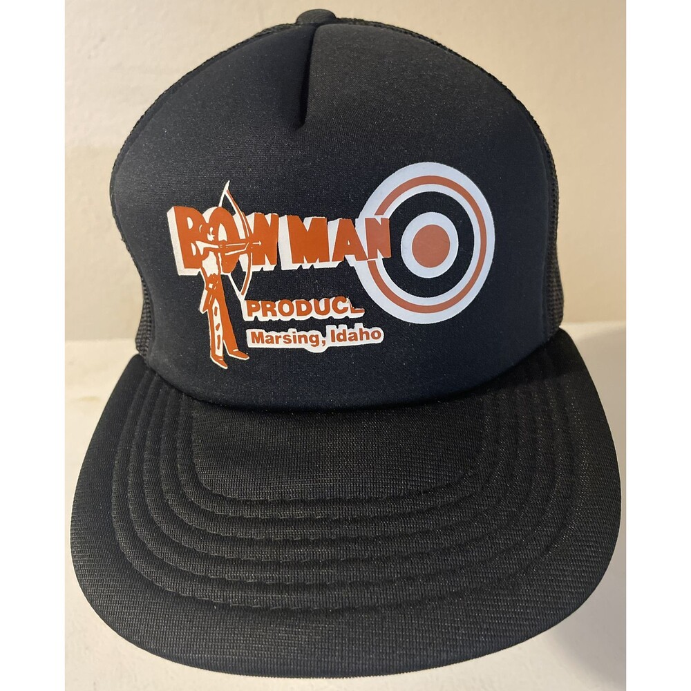 Vintage BOWMAN PRODUCE Marsing IDAHO SnapBack Ball Cap Mesh Trucker Hat Black